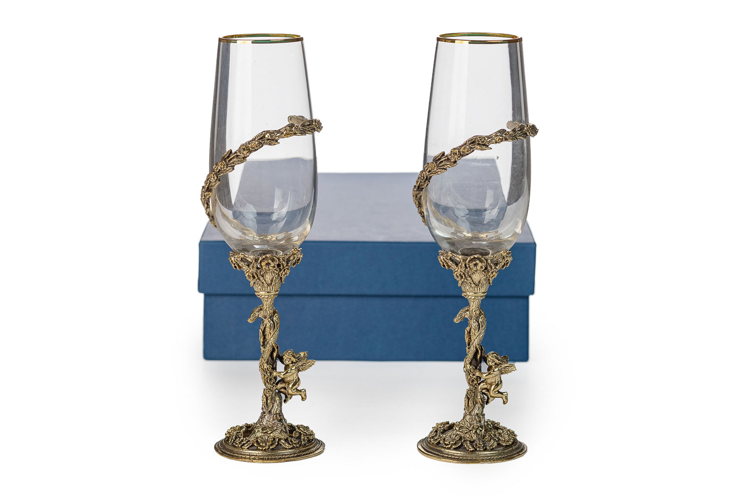 Набор бокалов для шампанского Ангел | Латунь | Упаковочный материал - Картон