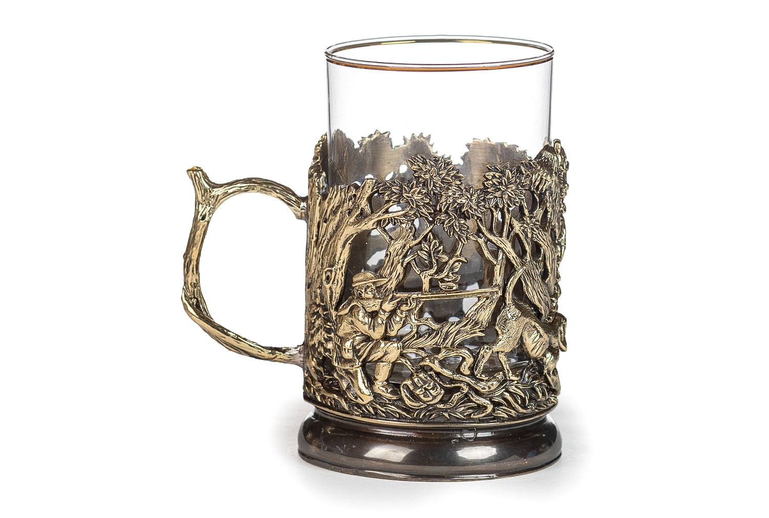 Чайная пара Кабан Медведь - подарок ручной работы из латуни