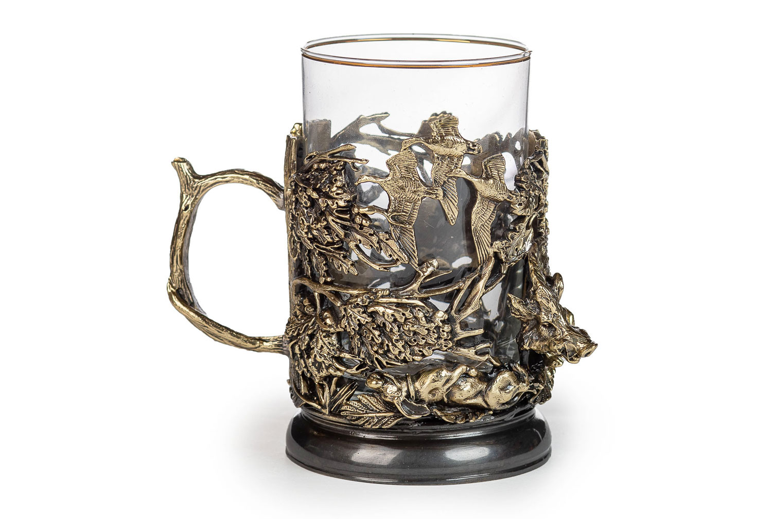 Чайная пара Кабан Медведь - подарок ручной работы из латуни
