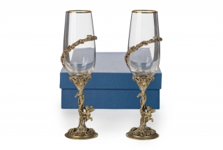 Набор бокалов для шампанского Ангел | Латунь | Упаковочный материал - Картон