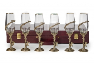 Набор бокалов для шампанского Ангел на 6 персон | Латунь