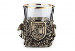 Стакан для виски "Юбилейный (рыбалка) 50" (уп. кожа)